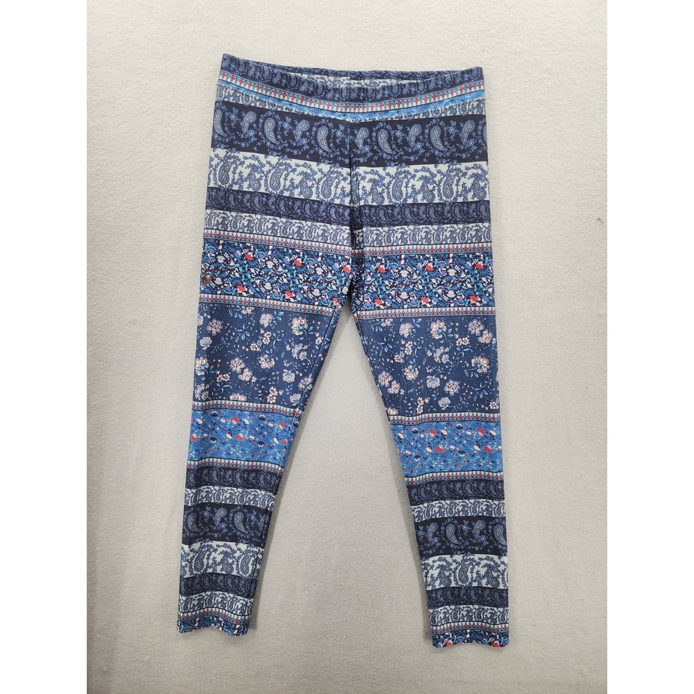 American Eagle Outfitters Paisley Floral Boho Stripe Leggings Blue White Size L